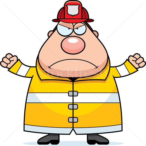 Stock photo: Cartoon Fireman Angry