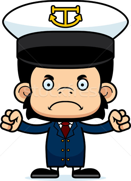 Cartoon Angry Boat Captain Chimpanzee Stock photo © cthoman