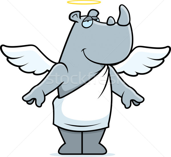 Rhino ange heureux cartoon ailes d'ange auréole [[stock_photo]] © cthoman