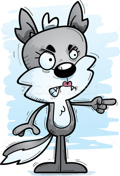 Stock photo: Angry Cartoon Female Wolf