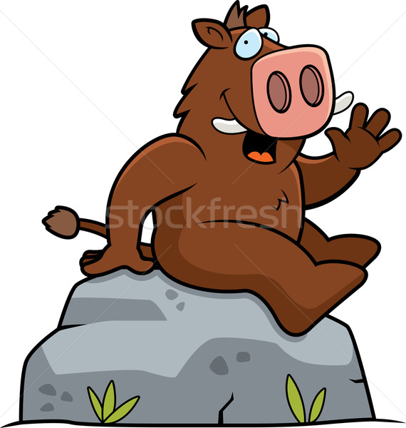 公豬 坐在 快樂 漫畫 岩 豬 商業照片 © cthoman
