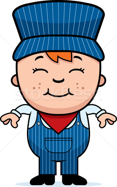 Băiat tren desen animat ilustrare în picioare zâmbitor Imagine de stoc © cthoman