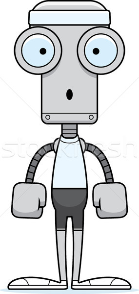 Cartoon verwonderd fitness robot naar Stockfoto © cthoman