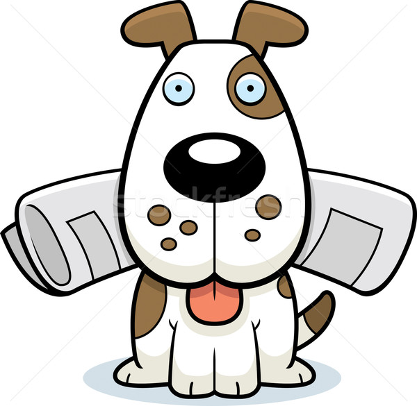 Câine ziar fericit desen animat Imagine de stoc © cthoman