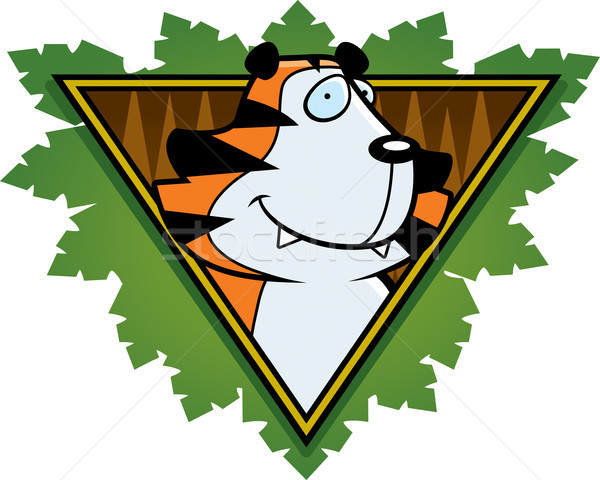 Tigre safari icona felice cartoon foglie Foto d'archivio © cthoman