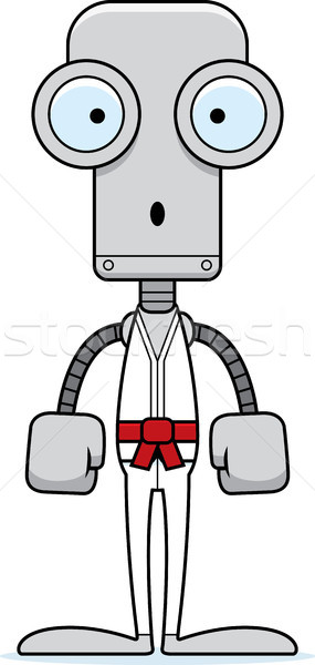 Stok fotoğraf: Karikatür · şaşırmış · karate · robot · bakıyor