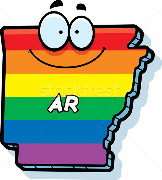 Karikatur Arkansas Homosexuell Ehe Illustration lächelnd Regenbogen Stock foto © cthoman