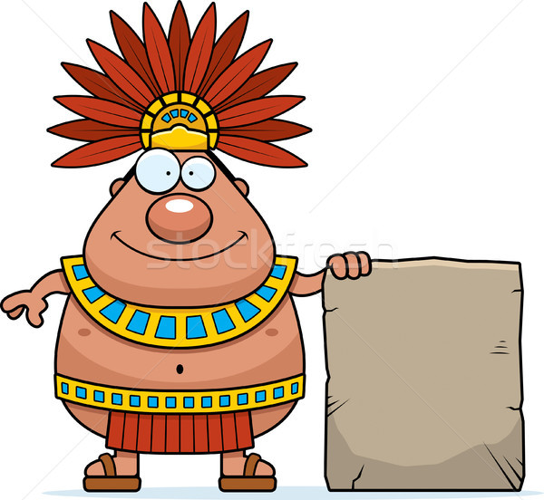 Cartoon Aztec King Sign Stock photo © cthoman