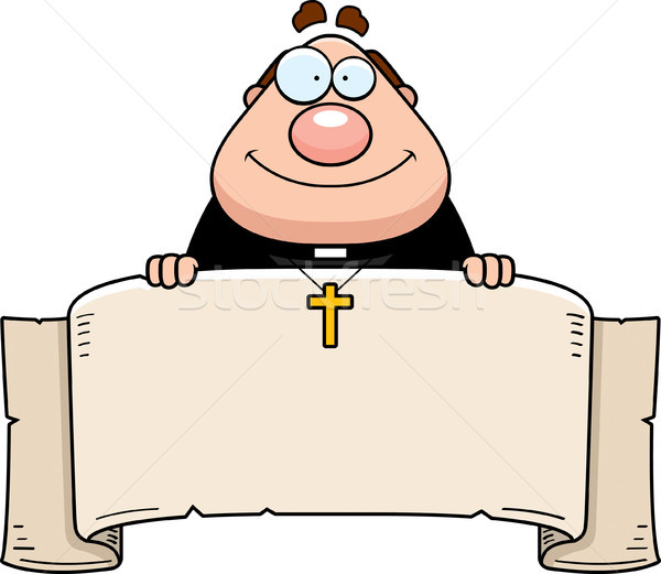Desenho animado padre bandeira ilustração assinar homens Foto stock © cthoman