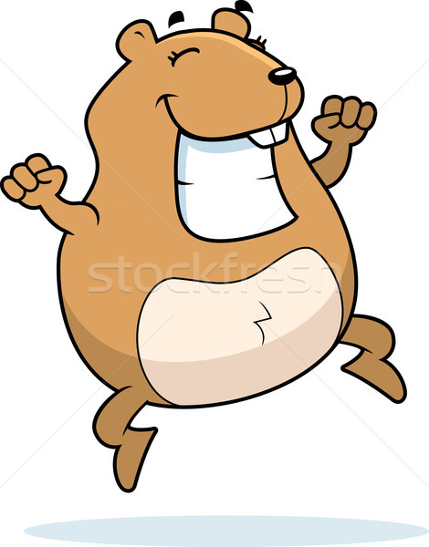 Hamster sautant heureux cartoon souriant succès Photo stock © cthoman