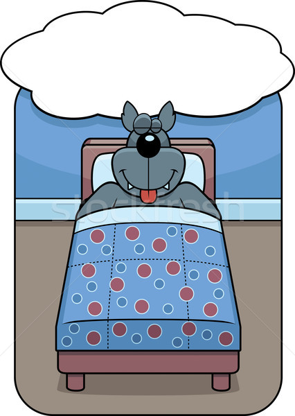 オオカミ 夢 漫画 ベッド 笑みを浮かべて 犬 ストックフォト © cthoman