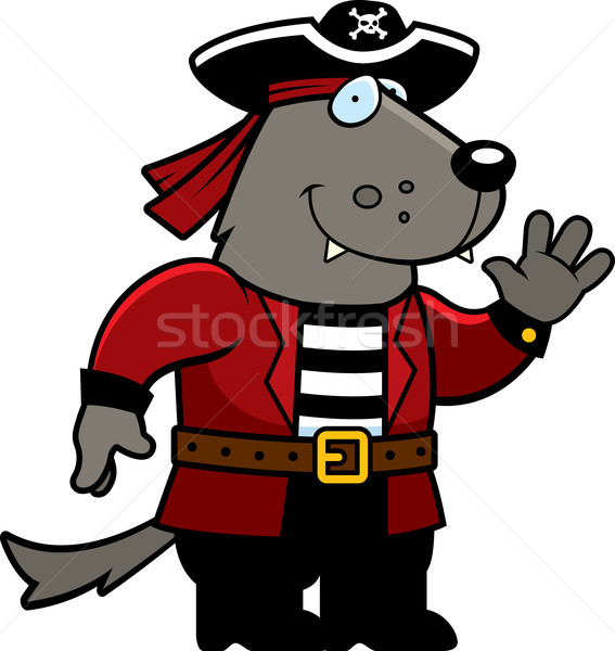 Cartoon loup pirate heureux costume [[stock_photo]] © cthoman