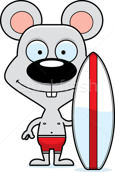 Desenho animado sorridente surfista mouse animal Foto stock © cthoman