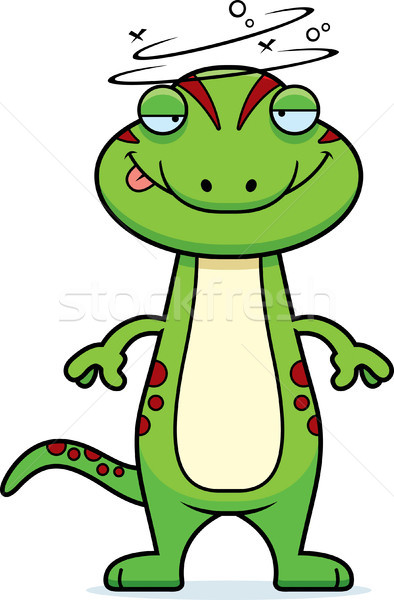 Betrunken Karikatur gecko Illustration schauen Stock foto © cthoman