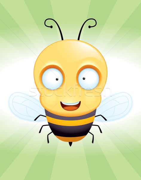 Stockfoto: Bee · glimlachend · gelukkig · cartoon · vliegen