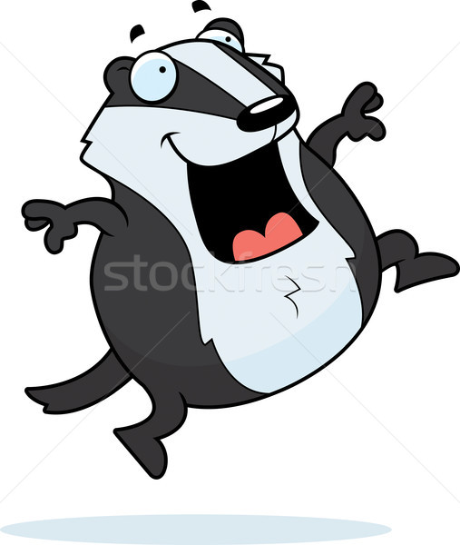 Desenho animado texugo saltando feliz sorridente Foto stock © cthoman