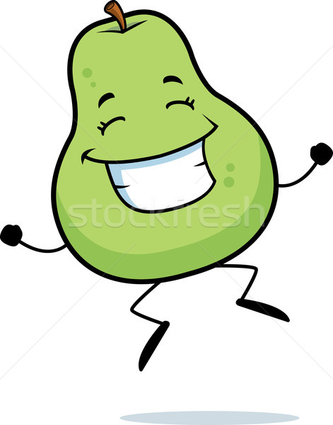 Birne springen glücklich Karikatur lächelnd Obst Stock foto © cthoman