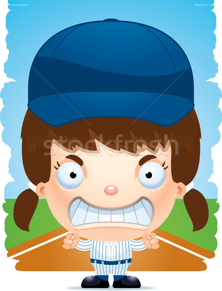 Arrabbiato cartoon ragazza giocatore di baseball illustrazione ragazzi Foto d'archivio © cthoman
