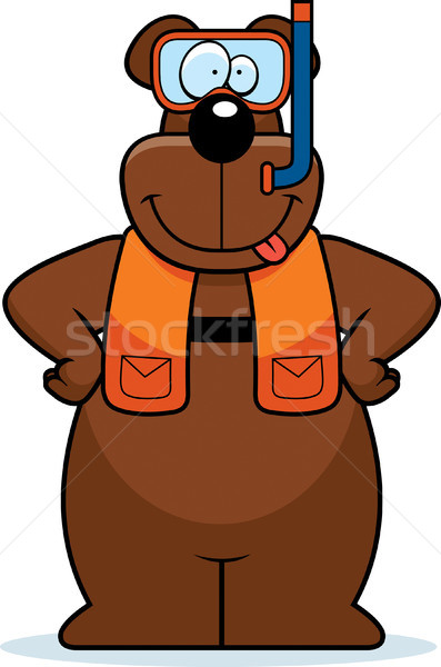 Rajz medve snorkeling illusztráció visel viselet Stock fotó © cthoman