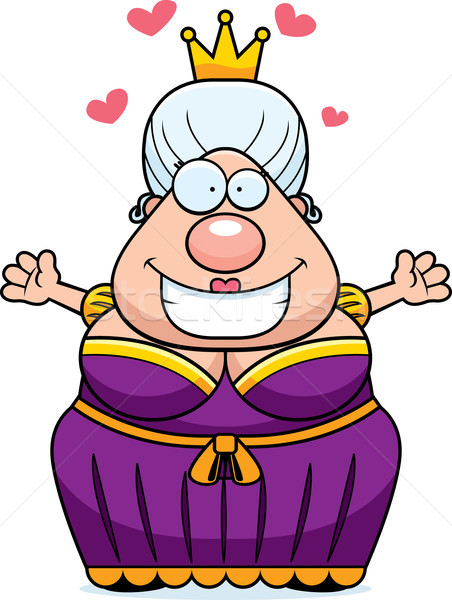Cartoon koningin knuffel gelukkig klaar geven Stockfoto © cthoman
