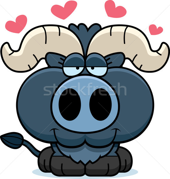 [[stock_photo]]: Cartoon · peu · bleu · ox · amour · illustration