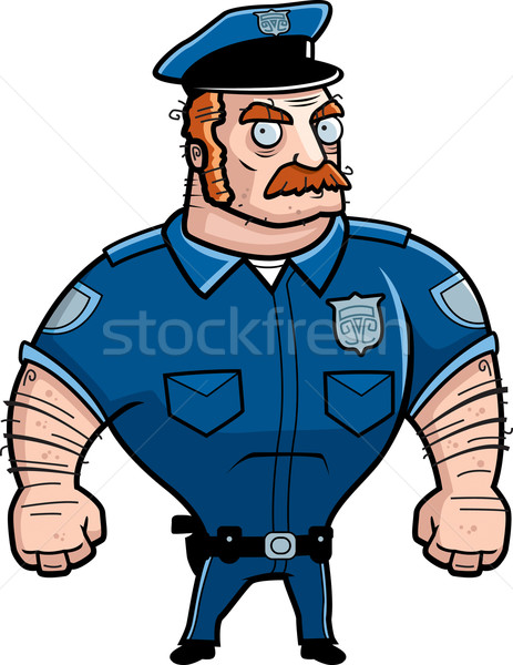 Stock foto: Böse · Polizei · Karikatur · Polizist · blau · irish