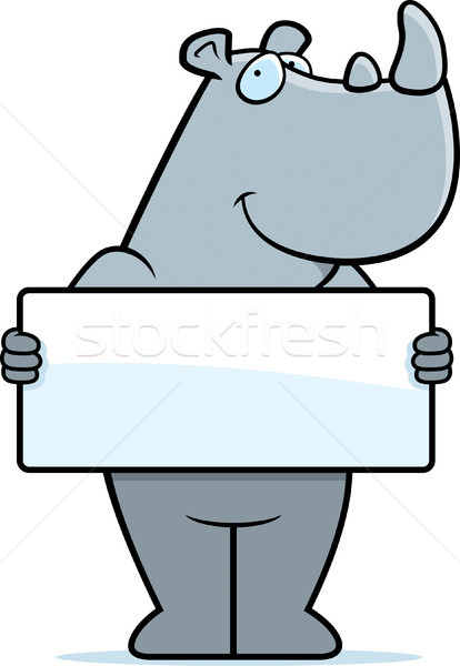 Rhino podpisania szczęśliwy cartoon zwierząt uśmiechnięty Zdjęcia stock © cthoman
