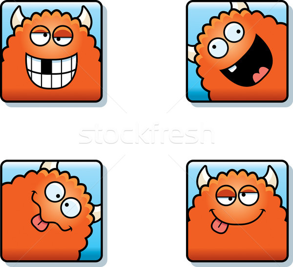 Dom cartoon monster iconen uitdrukkingen Stockfoto © cthoman