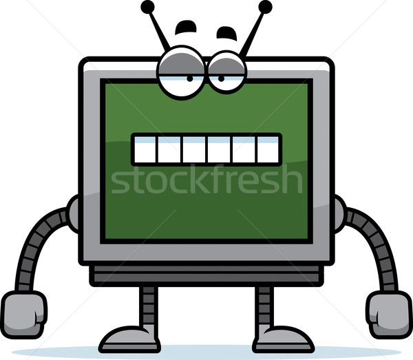 電腦顯示器 漫畫 插圖 機器人 金屬 監測 商業照片 © cthoman