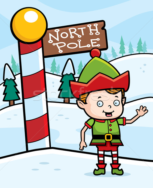 Noordpool elf gelukkig cartoon christmas Stockfoto © cthoman