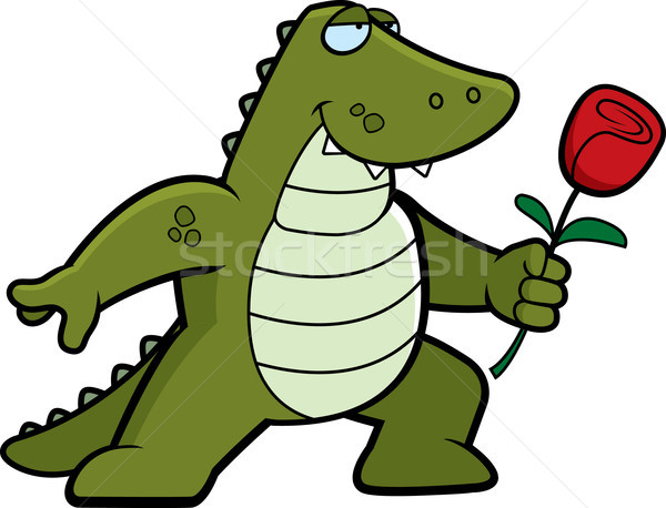 Alligator Blume glücklich Karikatur stieg lächelnd Stock foto © cthoman