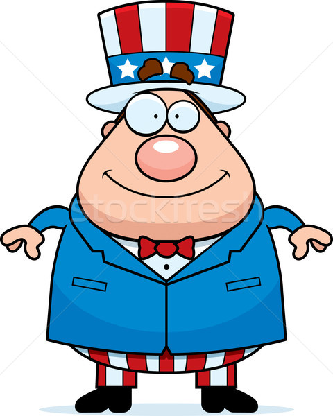 Patriotyczny człowiek szczęśliwy cartoon stałego uśmiechnięty Zdjęcia stock © cthoman