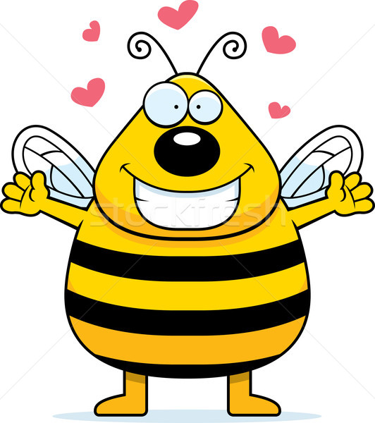 Stockfoto: Bee · knuffel · gelukkig · cartoon · klaar · geven