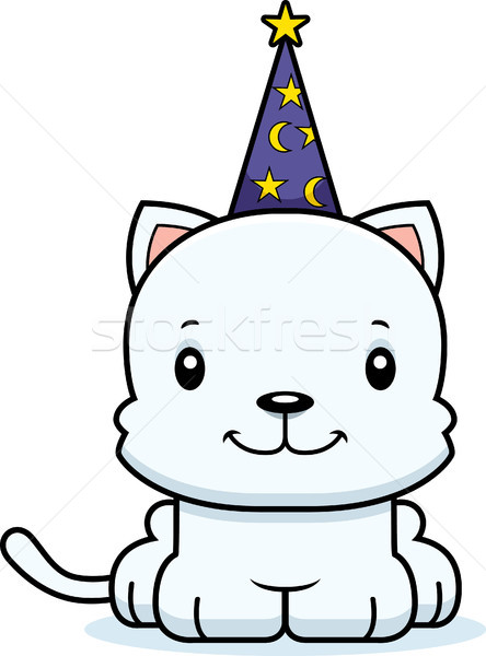 Cartoon Smiling Wizard Kitten Stock photo © cthoman