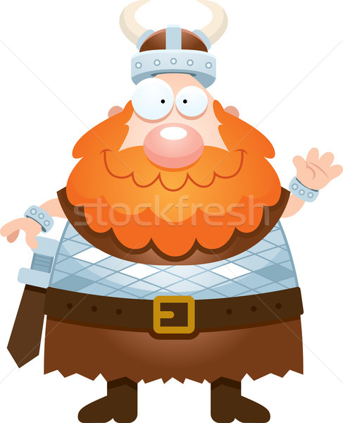 Rajz viking integet illusztráció boldog hullám Stock fotó © cthoman