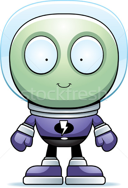alien de desenho animado de estilo de cor plana feliz com pedra da lua  12144061 Vetor no Vecteezy
