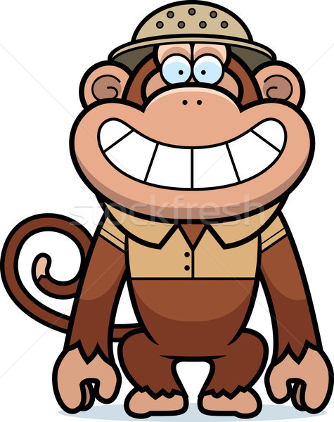 Cartoon aap safari illustratie glimlachend Stockfoto © cthoman