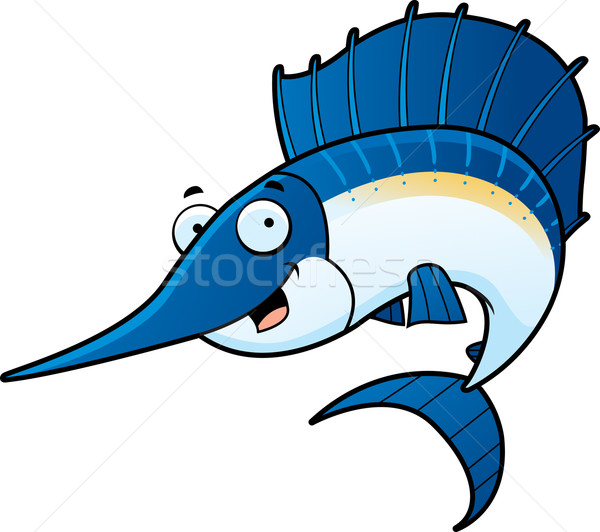Karikatür mavi gülen mutlu okyanus Stok fotoğraf © cthoman