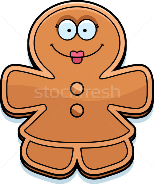 Happy Cartoon Gingerbread Woman Stock photo © cthoman