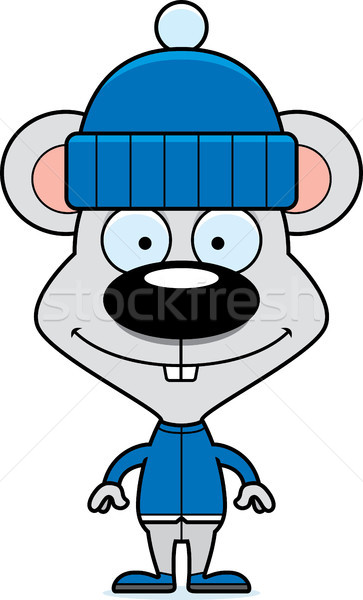 Stock photo: Cartoon Smiling Winter Mouse