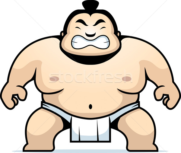 Sumo wrestler cartoon arrabbiato sport japanese Foto d'archivio © cthoman