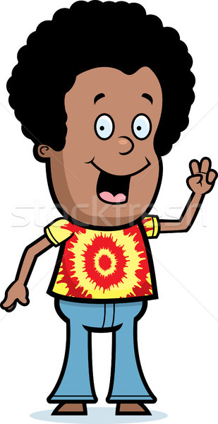 Hippie garçon souriant heureux cartoon permanent [[stock_photo]] © cthoman