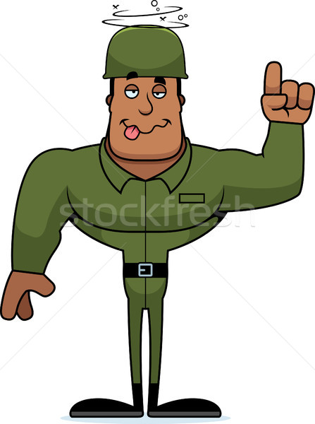 Desenho animado bêbado soldado olhando Foto stock © cthoman
