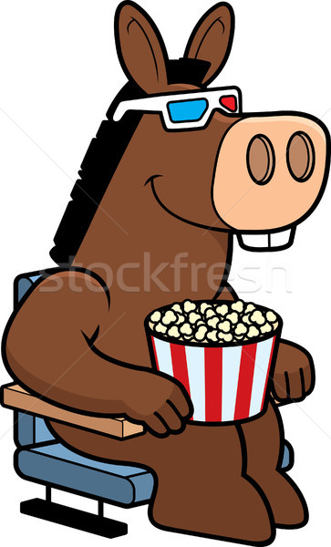 [[stock_photo]]: Cartoon · âne · 3D · films · illustration · regarder