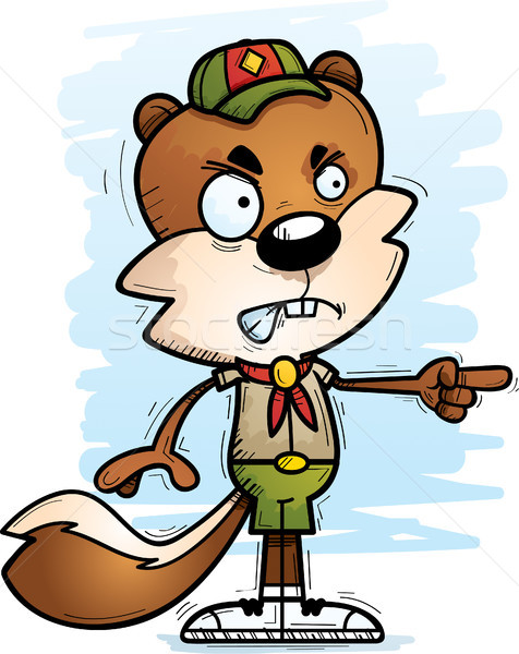 Zangado desenho animado masculino esquilo escoteiro ilustração Foto stock © cthoman