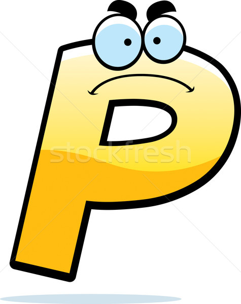 Supărat desen animat litera p ilustrare scrisoare aur Imagine de stoc © cthoman