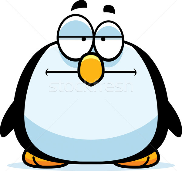 Gelangweilt wenig Pinguin Karikatur Illustration schauen Stock foto © cthoman