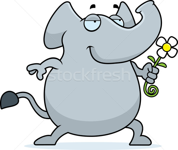 Słoń kwiat szczęśliwy cartoon Zdjęcia stock © cthoman
