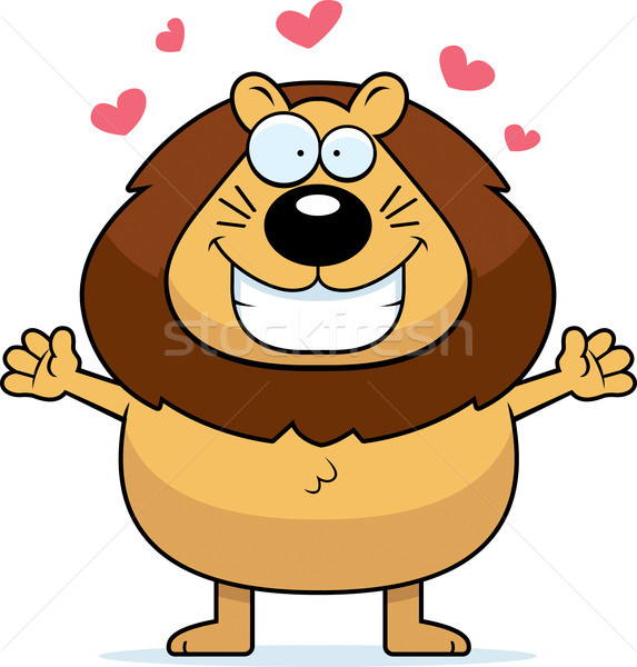 Lion hug heureux cartoon prêt donner [[stock_photo]] © cthoman