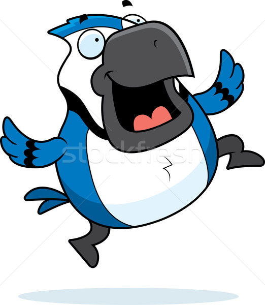 Cartoon Blue Jay Jumping Stock photo © cthoman